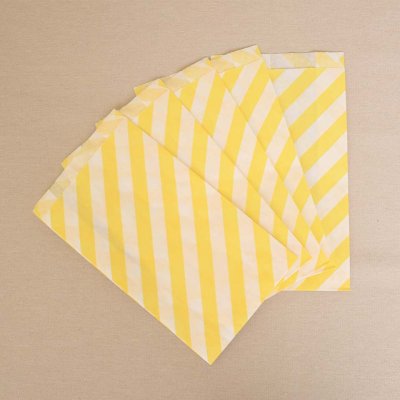 BontaBag 1 kg-os papírtasak sárga csíkos design mintával - 200 db