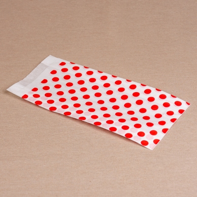 BontaBag 1 kg-os papírtasak piros pöttyös design mintával - 200 db