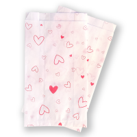 BontaBag 1 kg-os fehér papírtasak piros szívecskés design mintával - 100 db