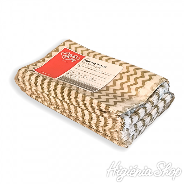 BontaBag 1 kg-os papírtasak antik arany cikk-cakk design mintával - 200 db