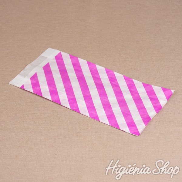 BontaBag 1 kg-os papírtasak lila-fehér csíkos design mintával - 200 db