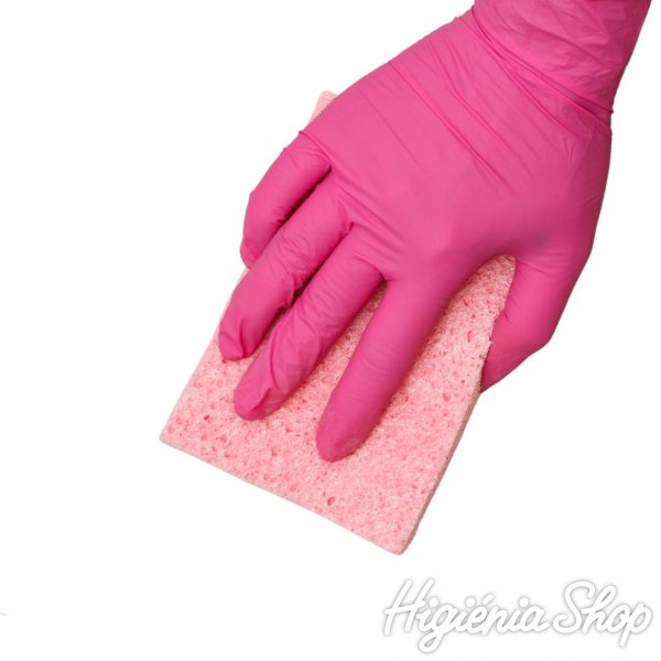 Púdermentes kesztyű nitril M-es méret pink (100 db)