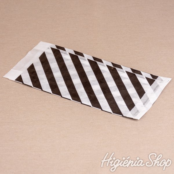 BontaBag 1 kg-os papírtasak fekete-fehér csíkos design mintával - 200 db